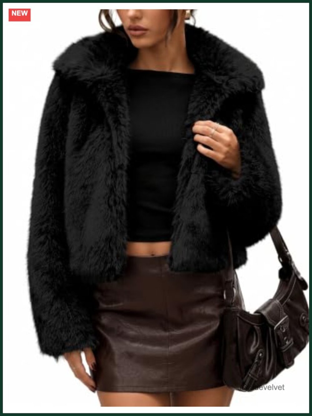 Two-Tone Faux Fur Cropped Fluffy Jacket